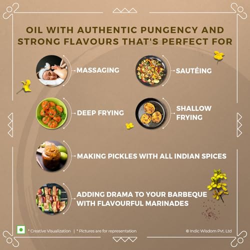 Image of IndicWisdom Cold Pressed Mustard Oil | Pure & Unrefined Sarson Oil (1 Liters)