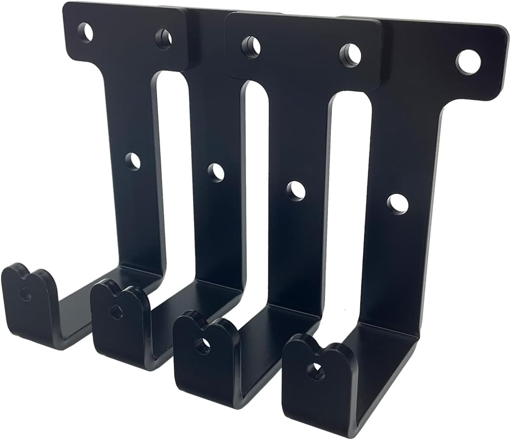 4 PCS black heavy duty metal flat j hooks for hanging 260 lbs,wall mount hooks,plant hanger large steel utility masonry industrial hook for Hanging Garage Storage Home Office Gym Sports Equipment(L)