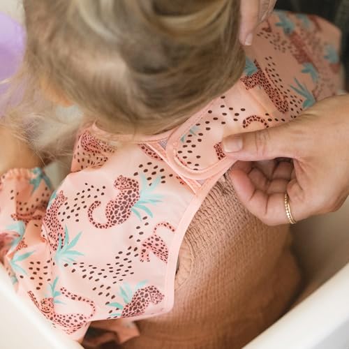 Image of Tiny Twinkle Long Sleeve Bib for Babies & Toddlers | Waterproof Smock Bib for Eating | Machine Washable & Mess-Proof Feeding Essentials | Newborn Shower Gift (Leopard, 6-24M)
