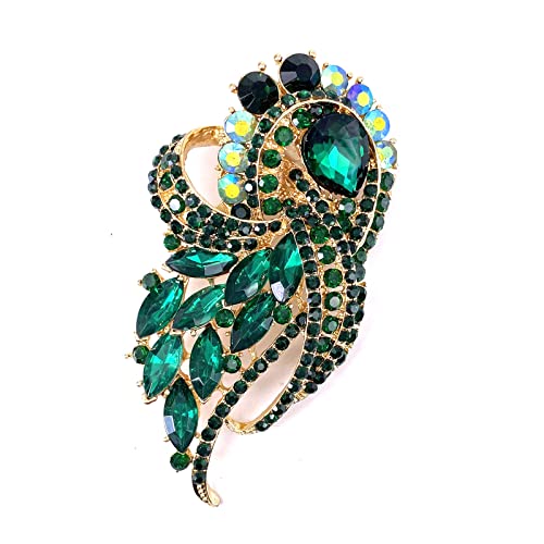 Image of LAXPICOL Vintage Clear Austrian Crystal Elegant Flower Bouquet Wing Brooch for Women