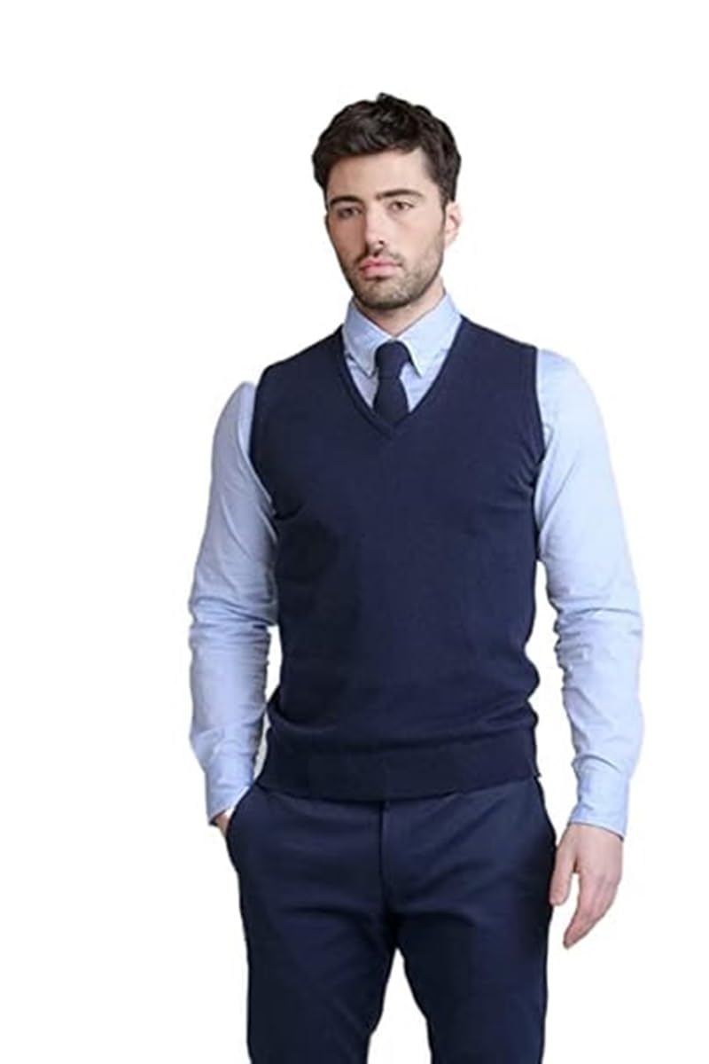 Sweater Mens Sleeveless Colour Blue Grey V Neck Reversible Sweater Pack of one