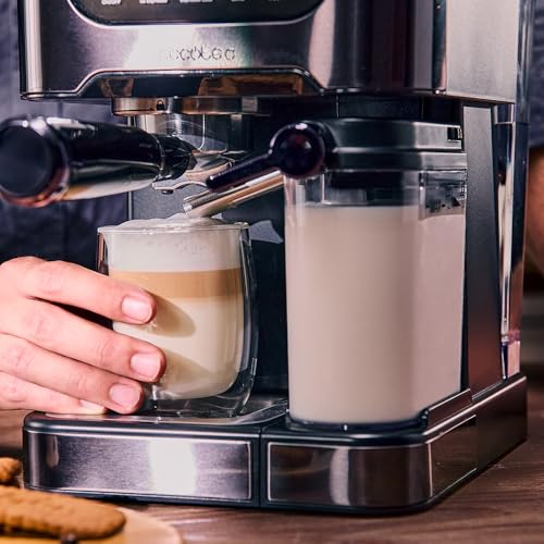 Cecotec Machine à Café Expresso Power Espresso 20 ColdBrew Latte +. 1350W, 20 Bars, Écran Tactile Couleur, Réservoir d'Eau 1,5L, 500ml de Lait, Acier Foncé, Chauffe-tasses, Double Bras, Démontable – Image 5