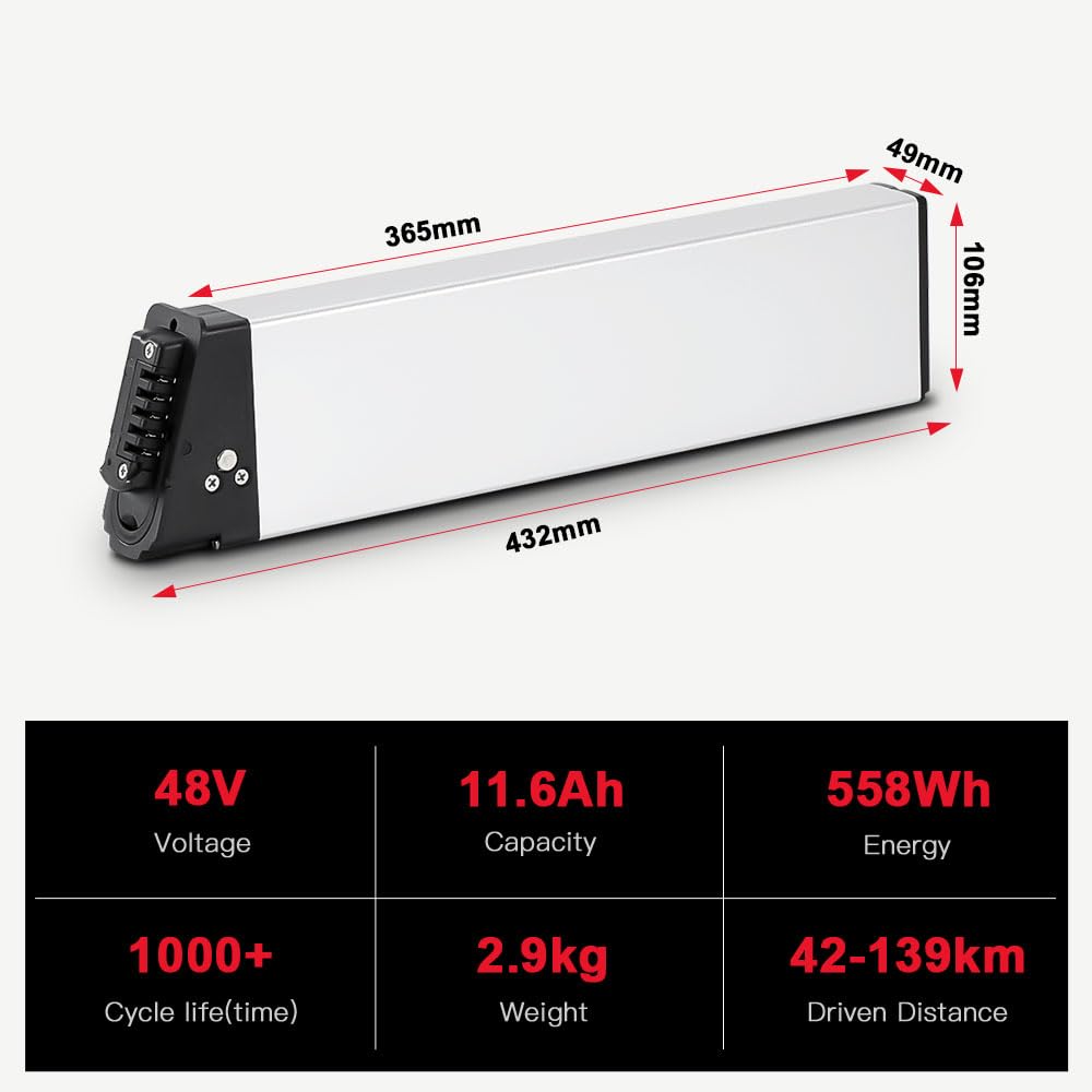 SEASON Ebike Batterie 48V 11,6Ah Lithium-ION Batterie de vélo électrique (InFrame) sans Chargeur pour E-vélo DCH-006 etc