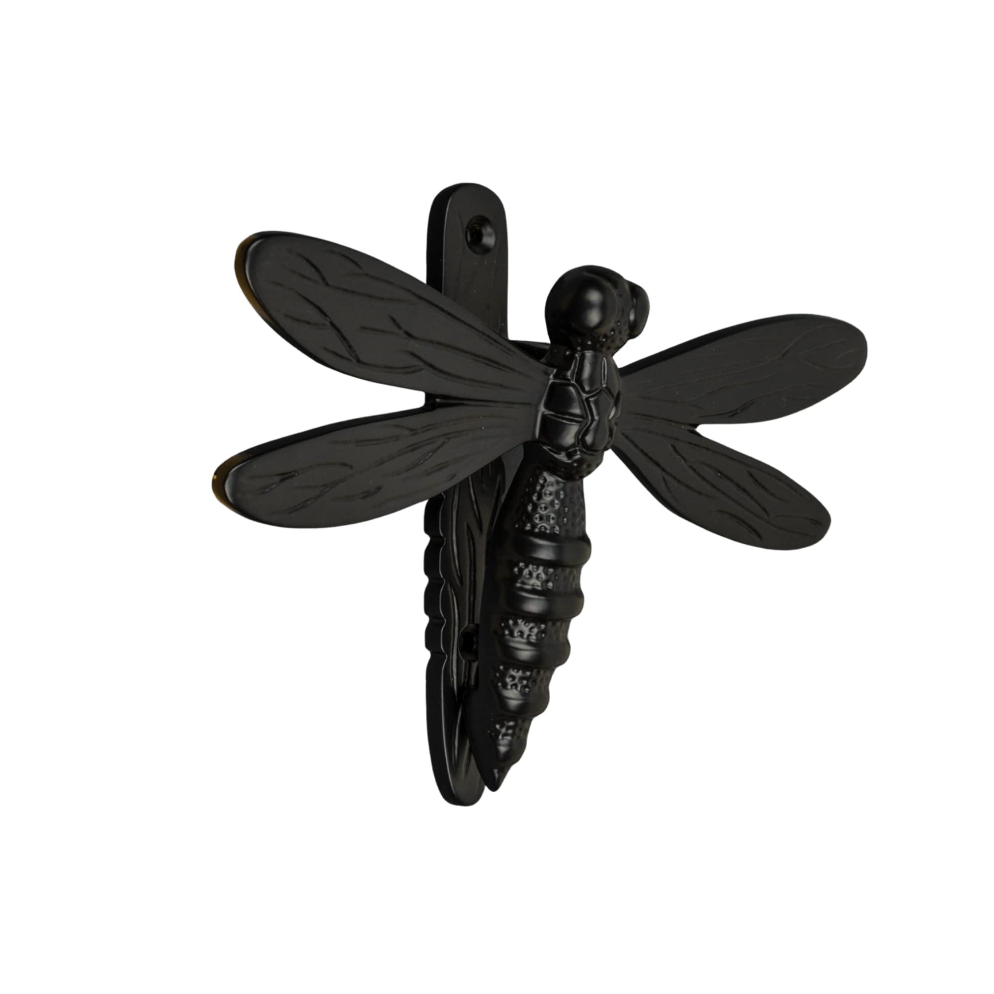 Black Dragonfly Door Knocker for Front Door | Polished Solid Brass Black Knockers with Strike Plate | UPVC | Dragonfly Front Door Furniture with a Unique Design