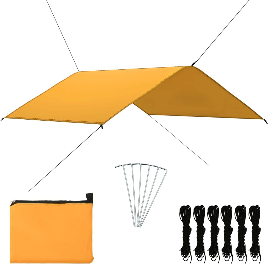 Bâche de Camping 300x285 cm Bleu - Abri de Pluie pour Hamac et Toile de Tente Légère pour Randonnée Sac à Dos et Activités de Plein Air - Toile d'Ombrage de Parc avec 6 Cordes et 6 Piquets