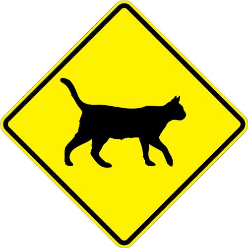 Municipal Supply & Sign Co Cat Crossing Symbol - Eye-Catching 18 x 18 Warning Signs with 3M High Intensity Prismatic Reflective Sheeting. A Genuine Safety Sign Backed by a Solid 10-Year 3M Warranty