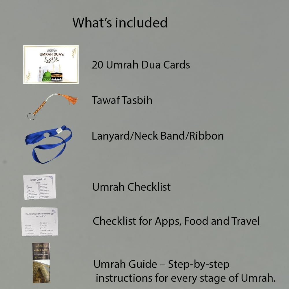 Umrah Dua Cards PVC - Tawaf Tasbih - Step by Step Guide, Umrah Checklist - Image 4