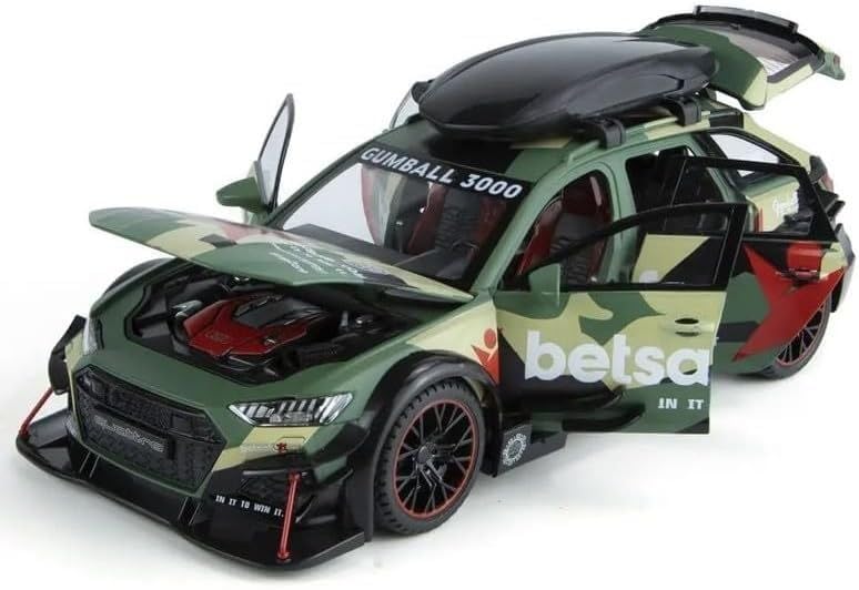 Image of Scale Exclusive Alloy Metal Pull Back | Die-cast Car Model with Sound Light Mini Auto Toy for Kids Metal Model Toy Car with Sound and Light (1:24 Scale adi RS6 Modified-Green)