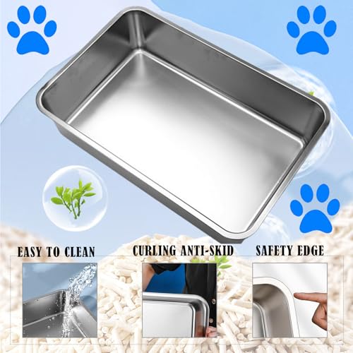 Caja de arena para gatos de acero inoxidable 2 unidades miniatura 3