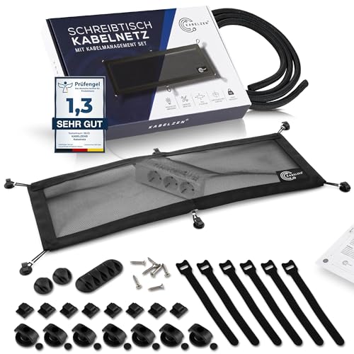 Kabelnetz Schreibtisch für Kabelmanagement, Kabelkanal flexibel - ideal für Kabelorganisation - Kabel verstecken unter dem Tisch, Kabelhalter inkl. Kabelschlauch, schwarz