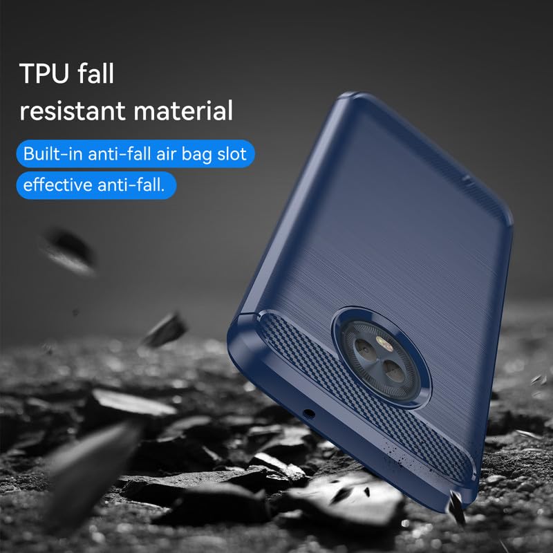 Image of Hybrid Carbon Fiber Back Case for Moto G6 (Blue)