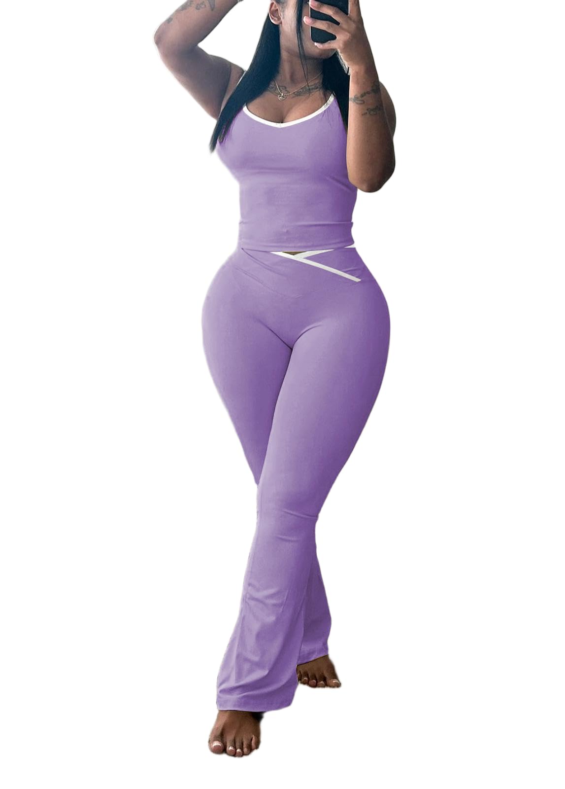 Photo 1 of HBQ 2 Piece Crop Top Flare Pants Set