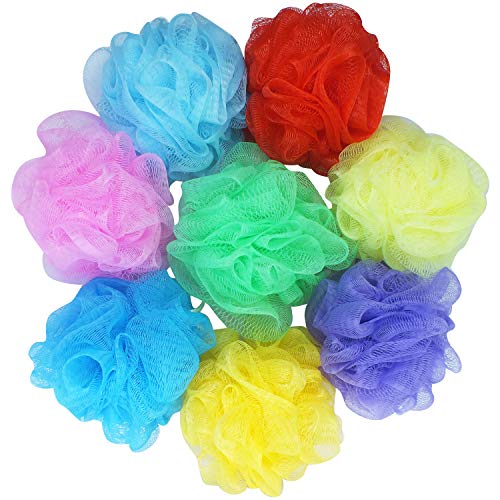 Bath Loofah Sponge Shower Pouf, 8 Pack Kids Loofah Bath Pouf Mesh Bath Sponge Colorful Body Scrubber Balls Shower Mesh for Kids