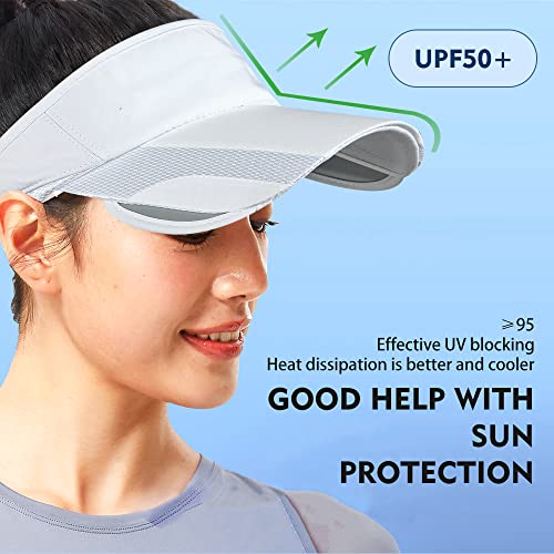 Sun Visors For Women Adjustable Retractable Wide Brim Beach Hat Golf Accessories For Men White Visor Uv Protection Sun Hat Ponytail Sunhat Running Cap #TOP2