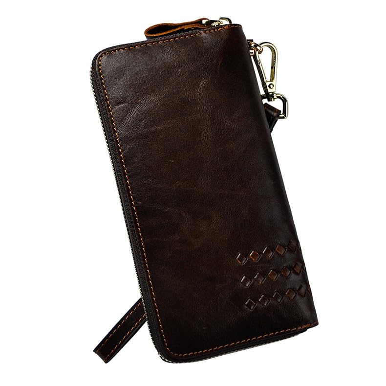 Genuine Leather Long Wallet for Men Large Capacity Vintage Travel Purse Clutch Bag Handbag2