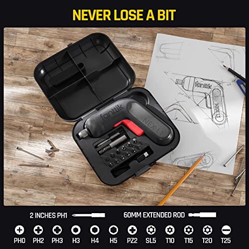 Fanttik L1 Pro Cordless Screwdriver, Electric Screwdriver Set with 14 Bits, Digital Screen, Li-ion 2000mAh, 1/4''Hex, 6 Torque Settings 0.5-6 N.m, Variable Speed, Front LED-Grey
