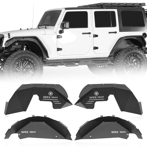 Hooke Road Aluminum Wrangler JK Front and Rear Inner Fender Liners Kit for 2007-2018 Jeep Wrangler JK & Unlimited 2/4 Doors, Wheel Well Liners - 4PCS