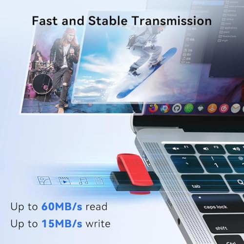 Image of KEXIN 32GB USB 2.0 Flash Drive 2 Pack (Red), Pen Drives 25MB /s Read 10MB /s Write, Rotating Design Thumb Drives for PC, Laptop, Car Music, Document Photo Storage