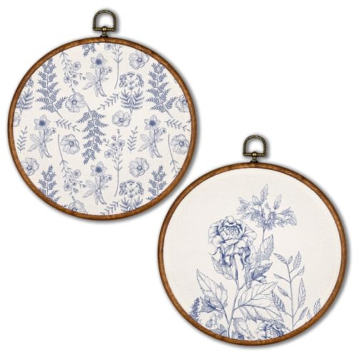 KSDUT Blue Flowers Wall Art Decor Set of 2 -