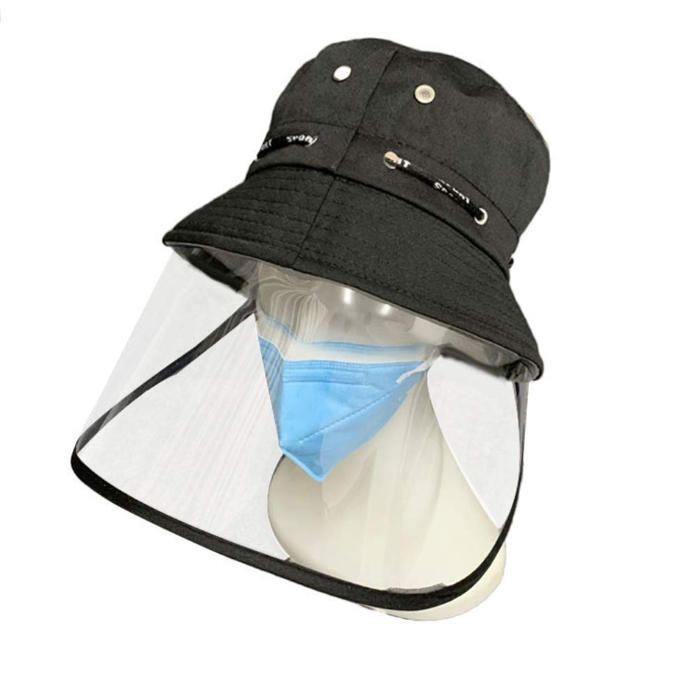 SoFull Multifunctional Protective Reusable Safety Face Shields,PVC Dustproof Anti-Droplet Full Face Covering Safety Visor Shield,Sealed Breathable Transparent Full Face Shield Black