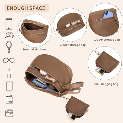 Image of Checkered Crossbody Bum Bags for Women, Nylon Sling Bags with Shoulder Strap, Large Capacity Checkered Purse Bag