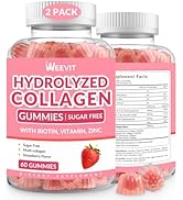 Collagen Gummies for Women, Vegan Hydrolyzed Collagen Peptides Gummies with Biotin, Collagen Supp...