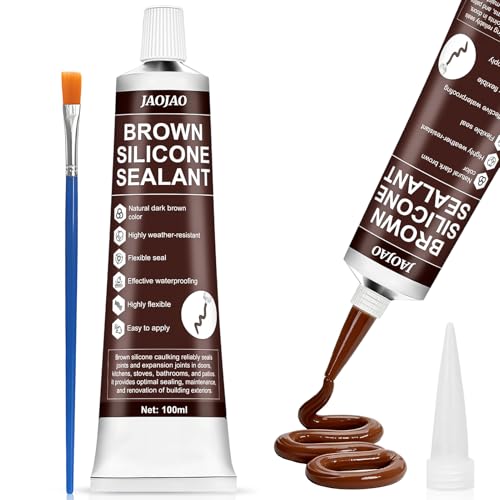 JAOJAO Brown Silicone Caulk, Brown Caulk Water-Resistant Adhesive Perf