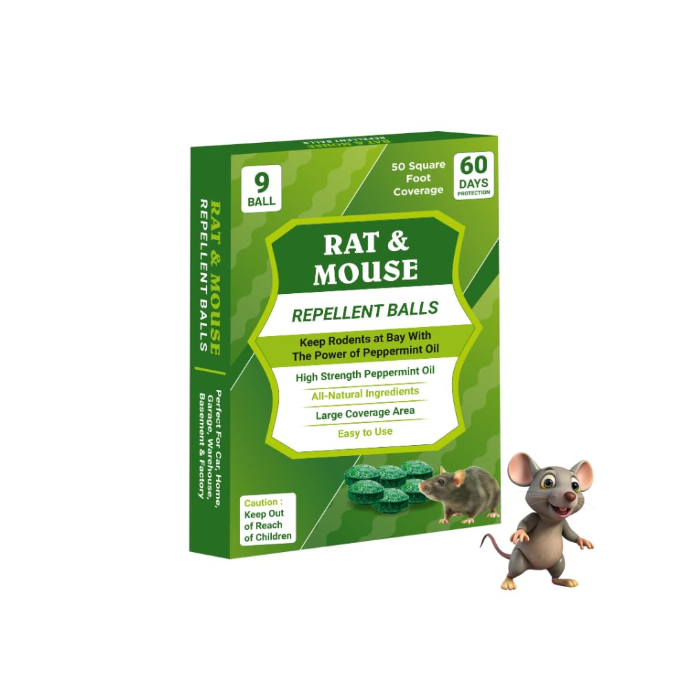 Rat Repellent for Car Home Pack of 1 (8 Tablet) Mouse Peppermint Oil to Protect Wires in Car, Bike & Truck Engine No Kill Only Repels Home Indoor-Outdoor Garage Rat Controller Pills to Keep Rodents Out of Car (9)