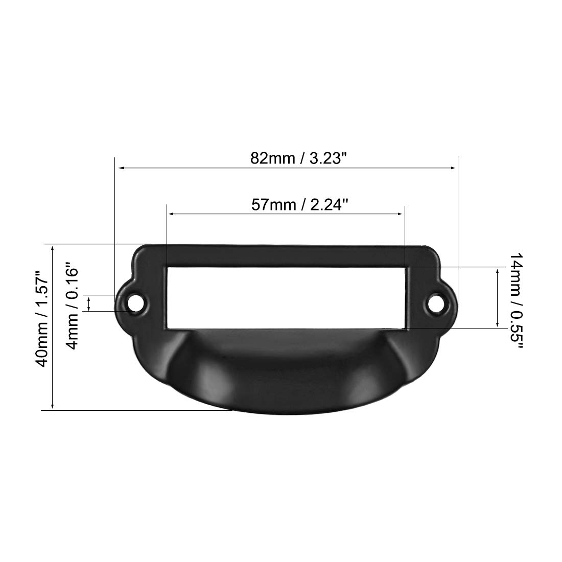 sourcing map Étiquette Support Tirer Poignées Vintage Zinc Alliage Étiquette Cadre Tiroir Boutons pour Armoire Placard Noir 82x36mm avec Vis Paquet 8