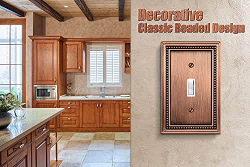 Henne Bery Sunken Pearls Decorative Wall Plate Switch Plate Outlet Cover (Single Toggle, 2 Pack, Antique Copper) #TOP3