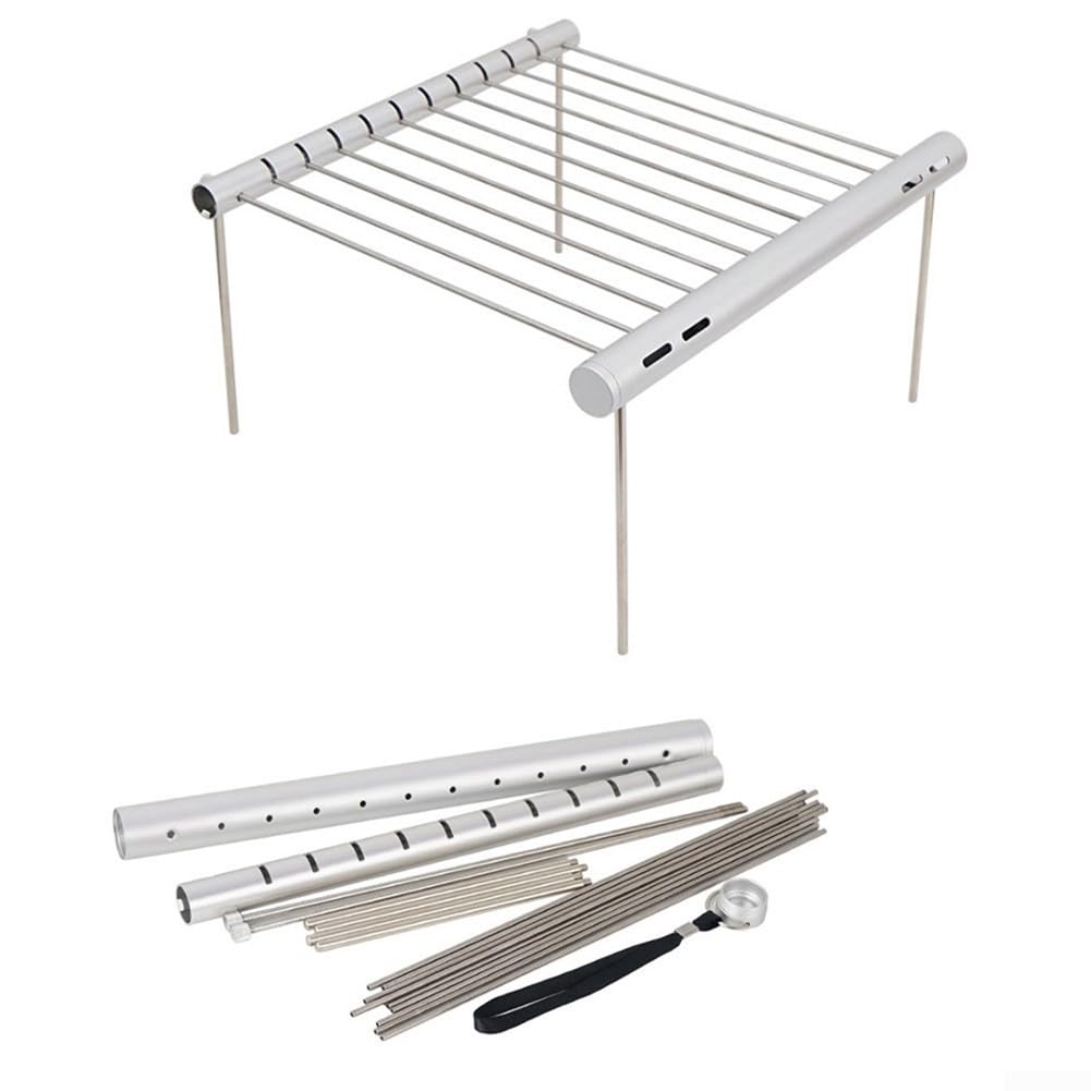 Griglia pieghevole per falò portatile in acciaio inossidabile 304 Griglia per barbecue con supporto staccabile Installazione rapida Rack di cottura del fuoco all'aperto campeggio cortile feste in