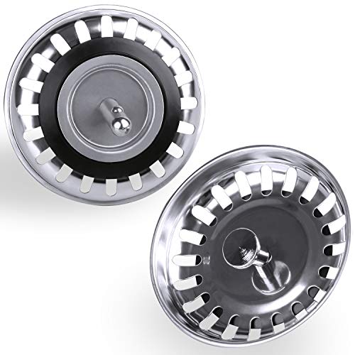 Kitchen Sink Strainer Plug, 2pcs Stainless Sink Strainer Plug, Standard Strainer Drain Protector for Kitchen/Bathroom, Diameter: 79mm