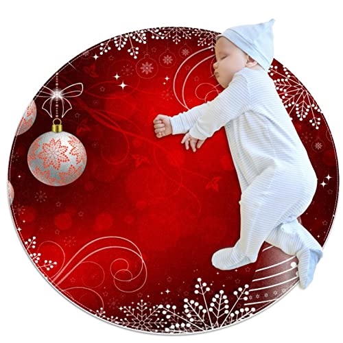 Tapis ronds antidérapants Joyeux Noël doux pour sol glissant 100cm - 2