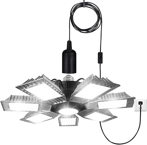 Luz LED de garaje, luz LED ultra brillante de 250 W con 7 paneles ajustables, 25000LM 6500K luces LED de techo de garaje deformables para garaje,