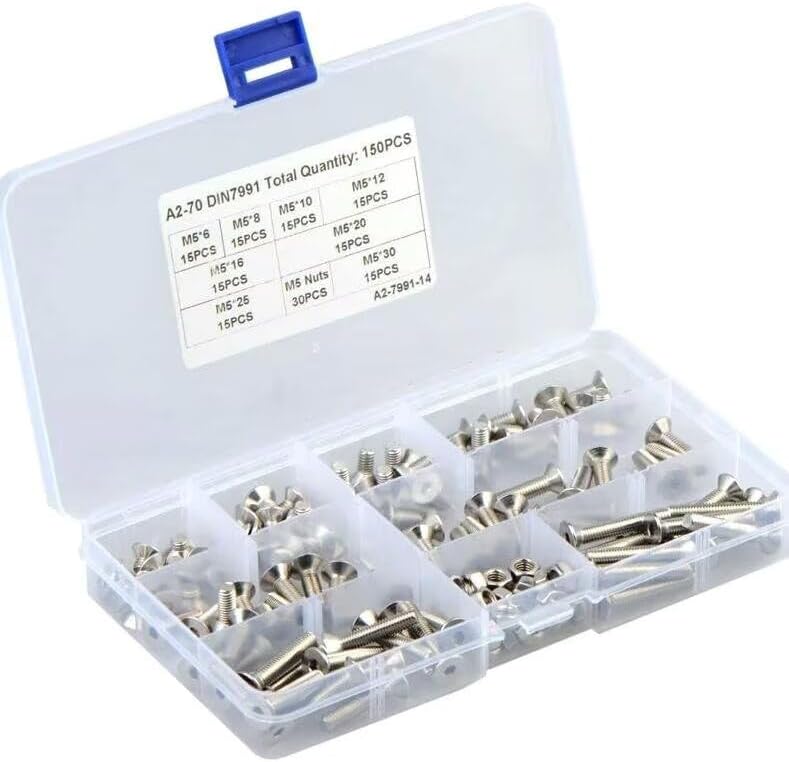 150Pcs/set M3*30/35/40/45/50mm Hex Hexagon Socket Head Cap Screws Nuts Assortment Kit 304 Stainless Steel Allen Bolt and Nut Set