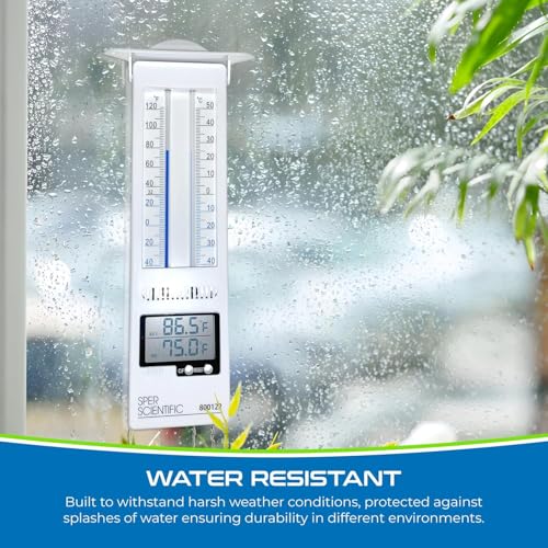 Image of Indoor Outdoor Temperature Meter with Analog & Digital Display | Wall Hanging Weather Gauge with Max-Min Reading