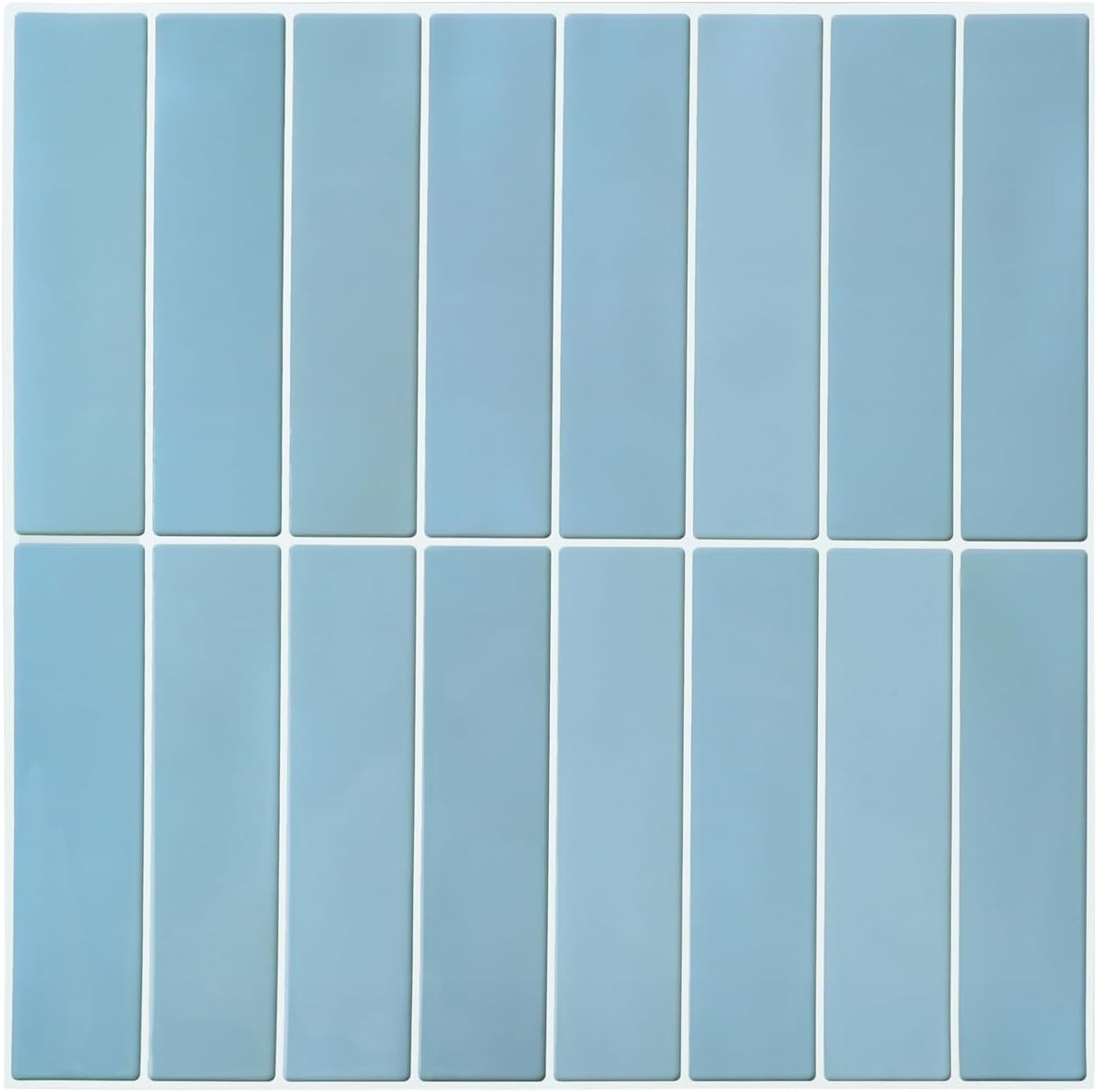 10-Sheet Powder Blue Glossy 3D Peel and Stick Backsplash Tiles