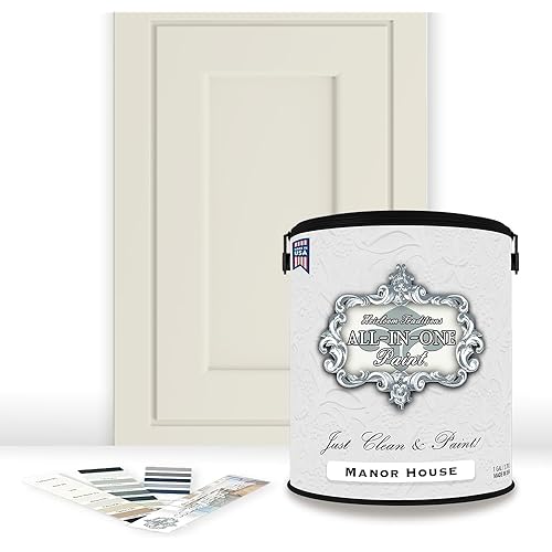 ALL-IN-ONE Paint by Heirloom Traditions, Manor House (Creamy Warm White), Gallon - Durable cabinet and furniture paint. Built in primer and top coat, no sanding needed. Includes our 30 featured color