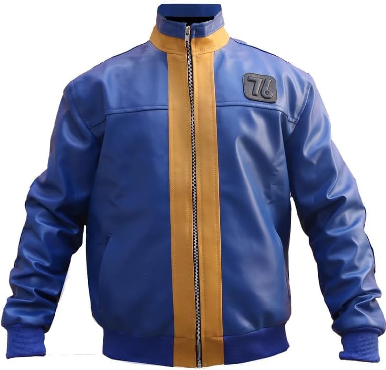 76 Blue Faux Leather Jacket for Men – Cosplay Inspired Motorcycle Biker Jacket - Image 4