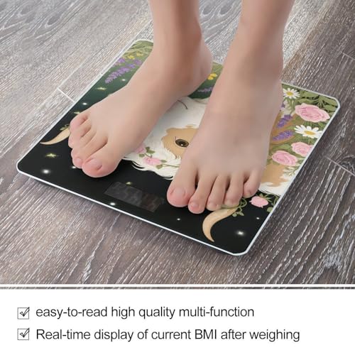 Báscula digital para baño con diseño floral y vidrio templado miniatura 5