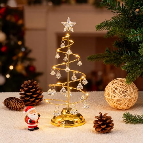 クリスタルクリスマスツリー LED クリスマス飾り 卓上ツリー クリスマスツリーライト ミニベルツリー 北欧 ダイヤモンド 雰囲気作り 電気スタンド クリスマスライトー デコレーションライト ハロウィン/プレゼント 室内 普段使い 電池式 電飾 祝日 christmas 誕生日 結婚式 パーティ プレゼント ギフト かわいい おしゃれ (暖色) [並行輸入品]のサムネイル