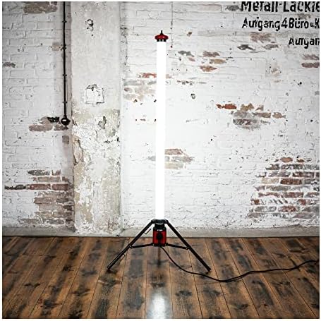 Bild 1 - STIER LED Tower Baustrahler 360° 8280 Lumen 72W Strahler, 180cm Höhe, IP54-Schutz, mit Steckdose für externe Geräte, Baustellenlampe Arbeitsleuchte, Baulampe