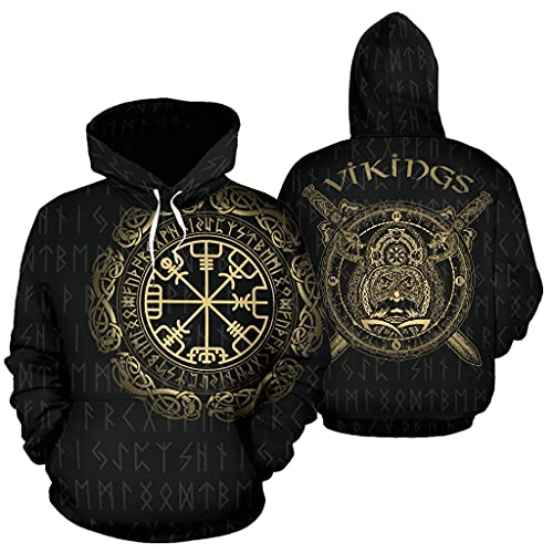Sweat à capuche Viking graphique Vegvisir mythologie nordique impression 3D - 3