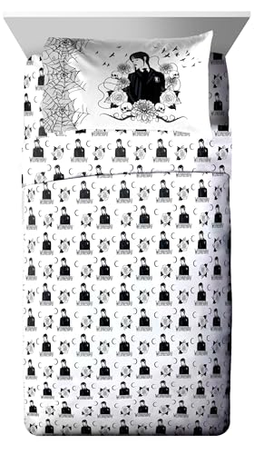 Image of Wednesday Addams Twin Comforter Set 5 Piece Floral Bedding for Girls, Gray