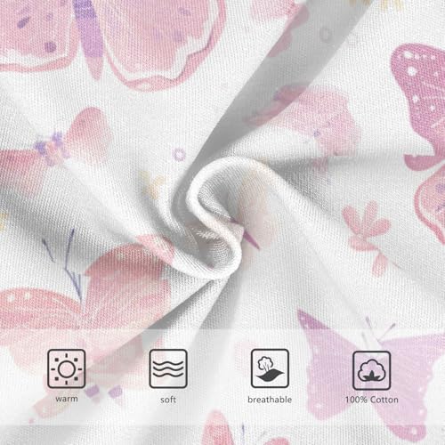 Butterflies on White Pink Toddler Boys Cotton Kids Underwear Breathable Undies3