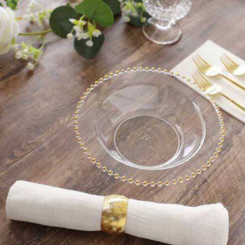 Efavormart DSP_BO4239_12_CLGD Efavormart 10 Pack Clear Plastic Soup Bowls With Gold Beaded Rim, Round Disposable Dessert Salad Bowls thumb #5