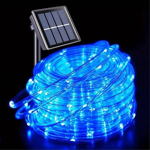 Guirlande solaire extérieure 200 LED bleue 22M pour décoration de Noël, mariage et Halloween