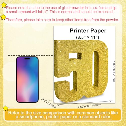 Image of TONIFUL 50th Birthday Decoration for Men and Women,50th Anniversary Decoration,Glod Glitter 50th Birthday Centerpieces for Party Decoration,Number 50 Centerpiece Table Decoration