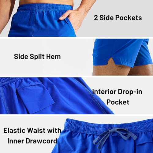 Image of MIER Men's Workout Running Shorts Lightweight Active 5 Inches Shorts with Pockets, Quick Dry, Breathable