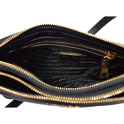 Prada Vitello Phenix Gold Hardware Black Crossbody 1Bh046 #TOP6